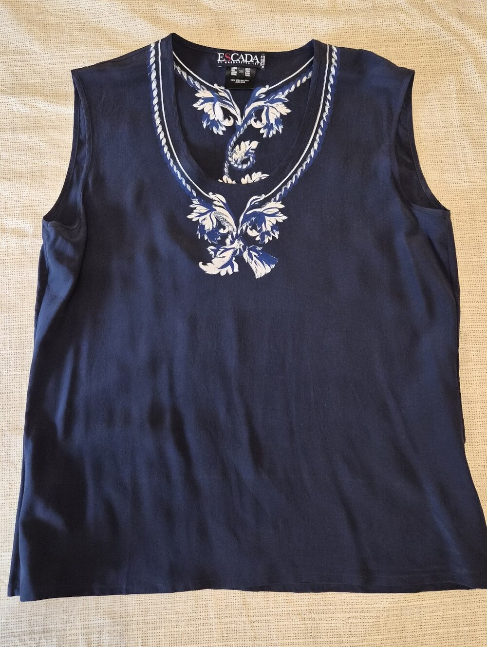 Vintage Escada Silk Navy Sleeveless Tank Top